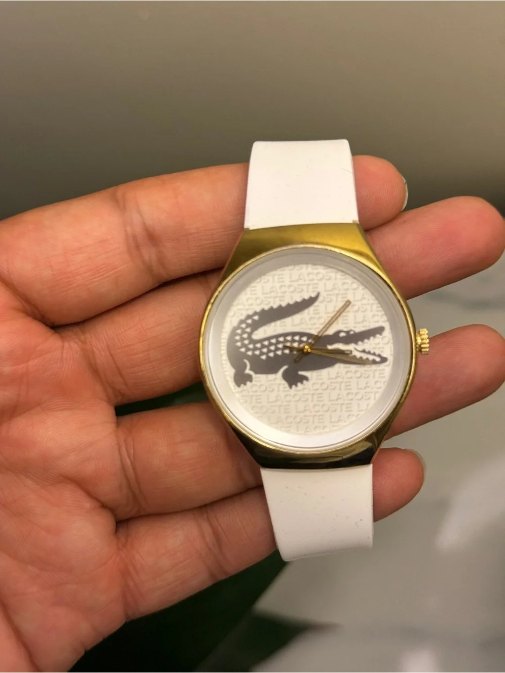 Lacoste White & Gold unisex Silicone white Strap Watch